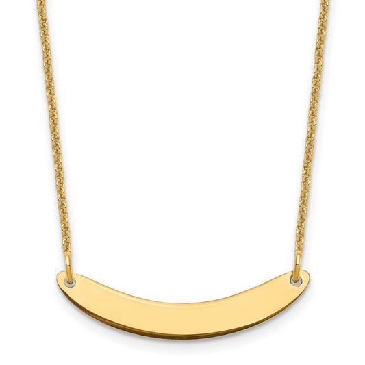 14k Yellow Gold Yellow Gold Small Curved Blank Bar Necklace