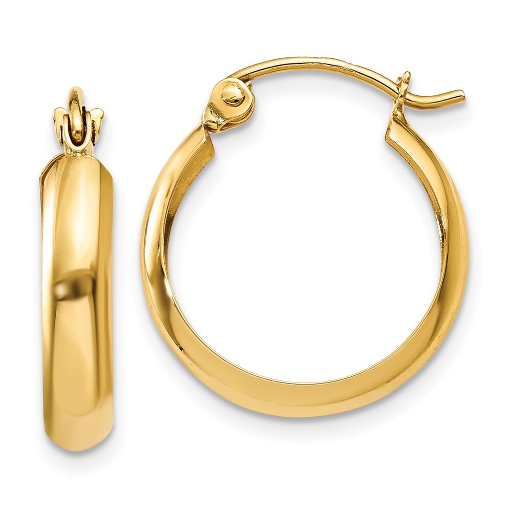 14k Yellow Gold Polished 3.5mm Hoop Earrings Gift for Women