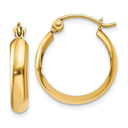 14k Yellow Gold Polished 3.5mm Hoop Earrings Gift for Women