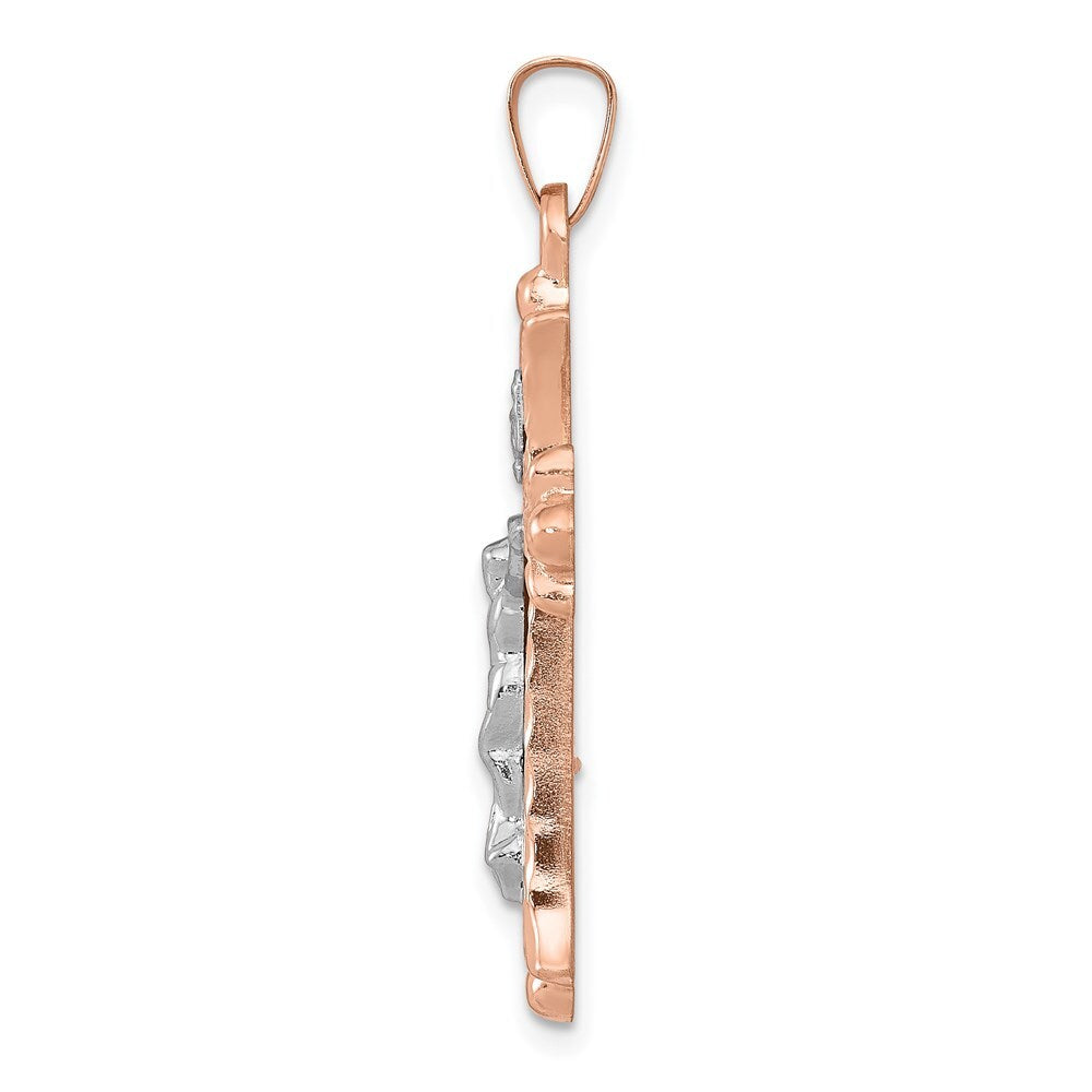 14k Two-tone Gold Hollow Crucifix Pendant for Women