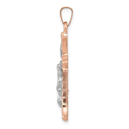 14k Two-tone Gold Hollow Crucifix Pendant for Women