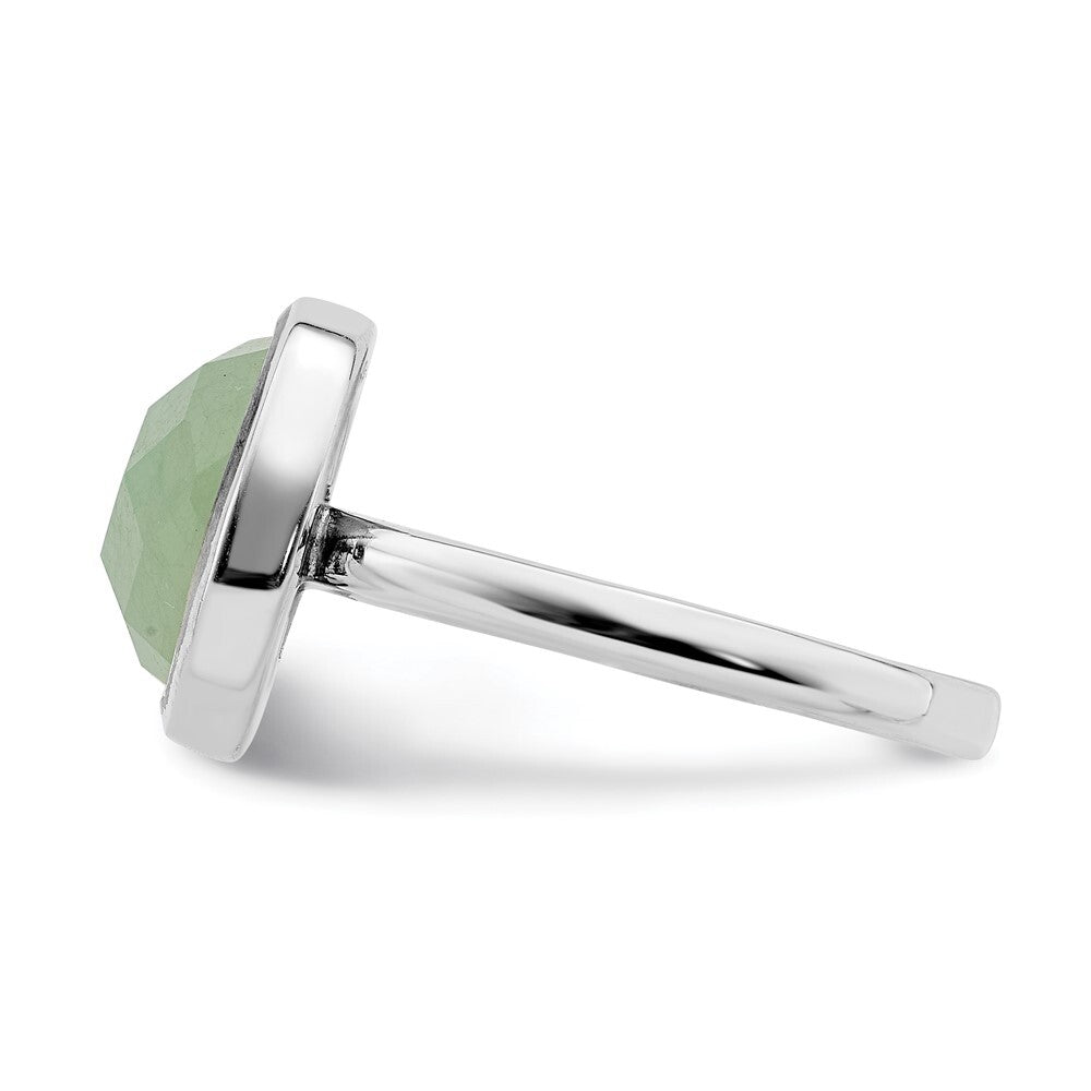 Sterling Silver Rhodium Plated Green Cubic Zirconia Ring Size 6