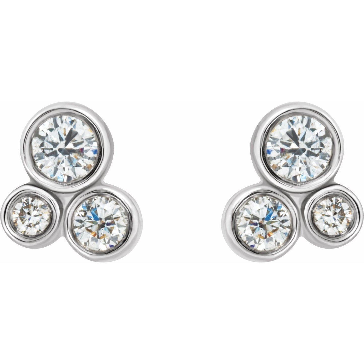 14k White Gold 1/5 CTW Natural Diamond Geometric Cluster Stud Earrings