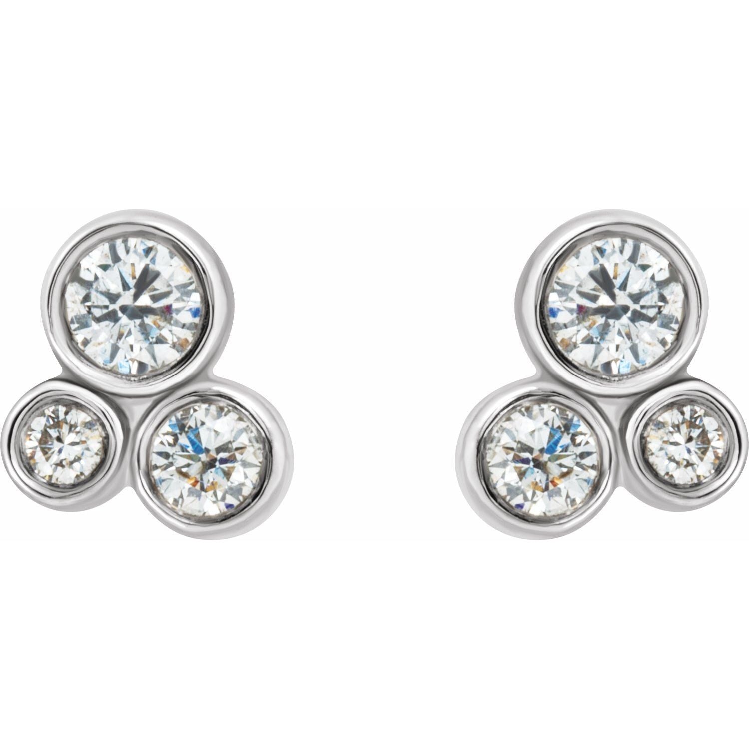 14k White Gold 1/5 CTW Natural Diamond Geometric Cluster Stud Earrings