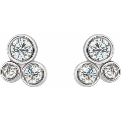 14k White Gold 1/5 CTW Natural Diamond Geometric Cluster Stud Earrings