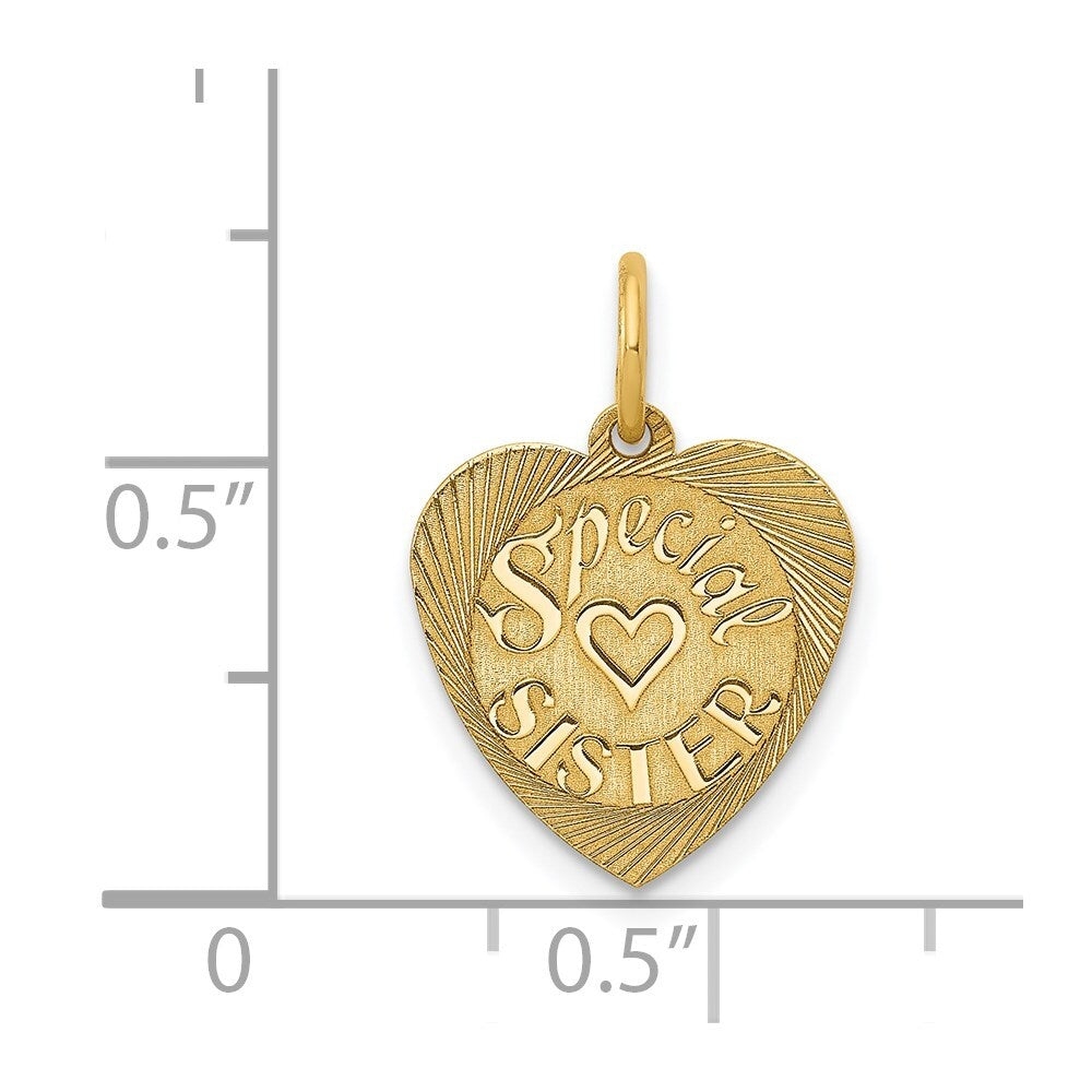 14k Yellow Gold Special Sister Charm Pendant for Women