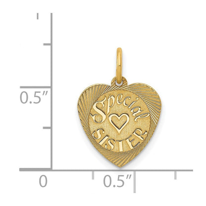 14k Yellow Gold Special Sister Charm Pendant for Women