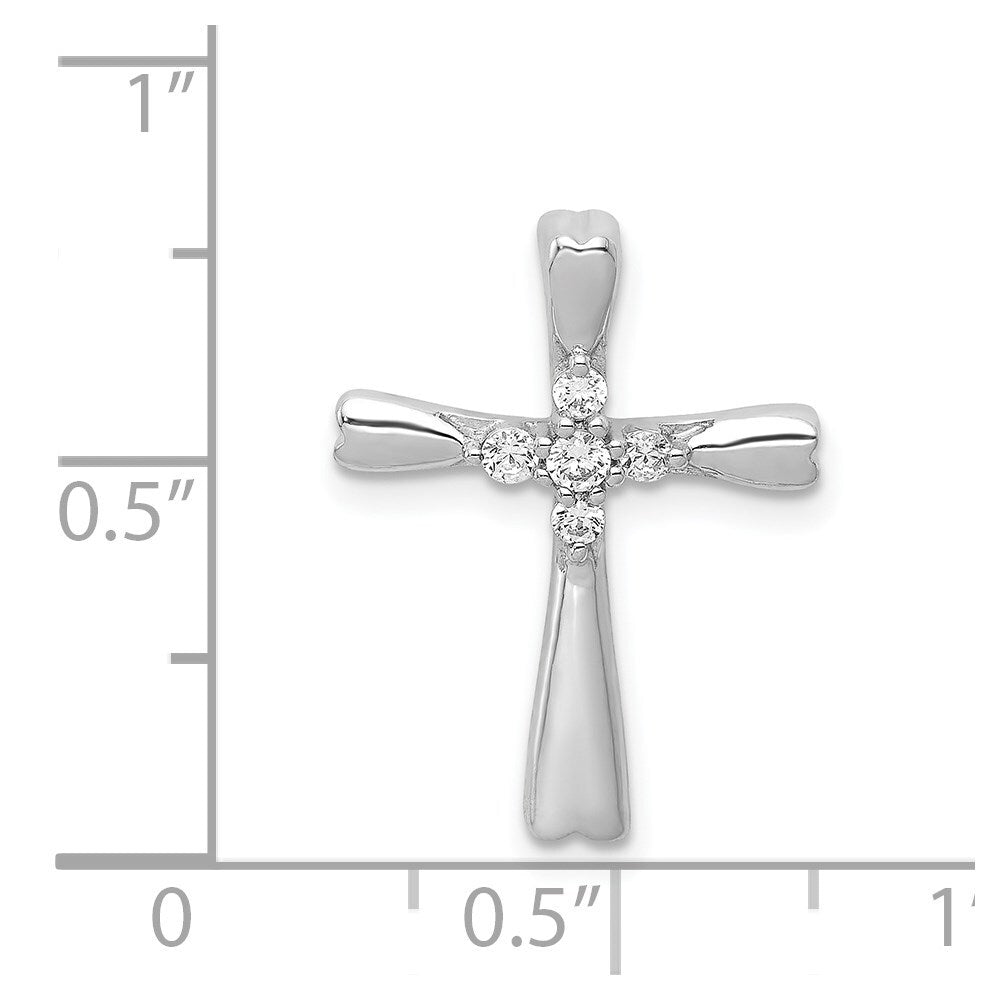 14k White Gold 1/6ct. 5-Stone Diamond Cross Chain Slide Pendant for Women