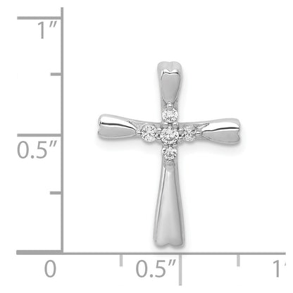 14k White Gold 1/6ct. 5-Stone Diamond Cross Chain Slide Pendant for Women