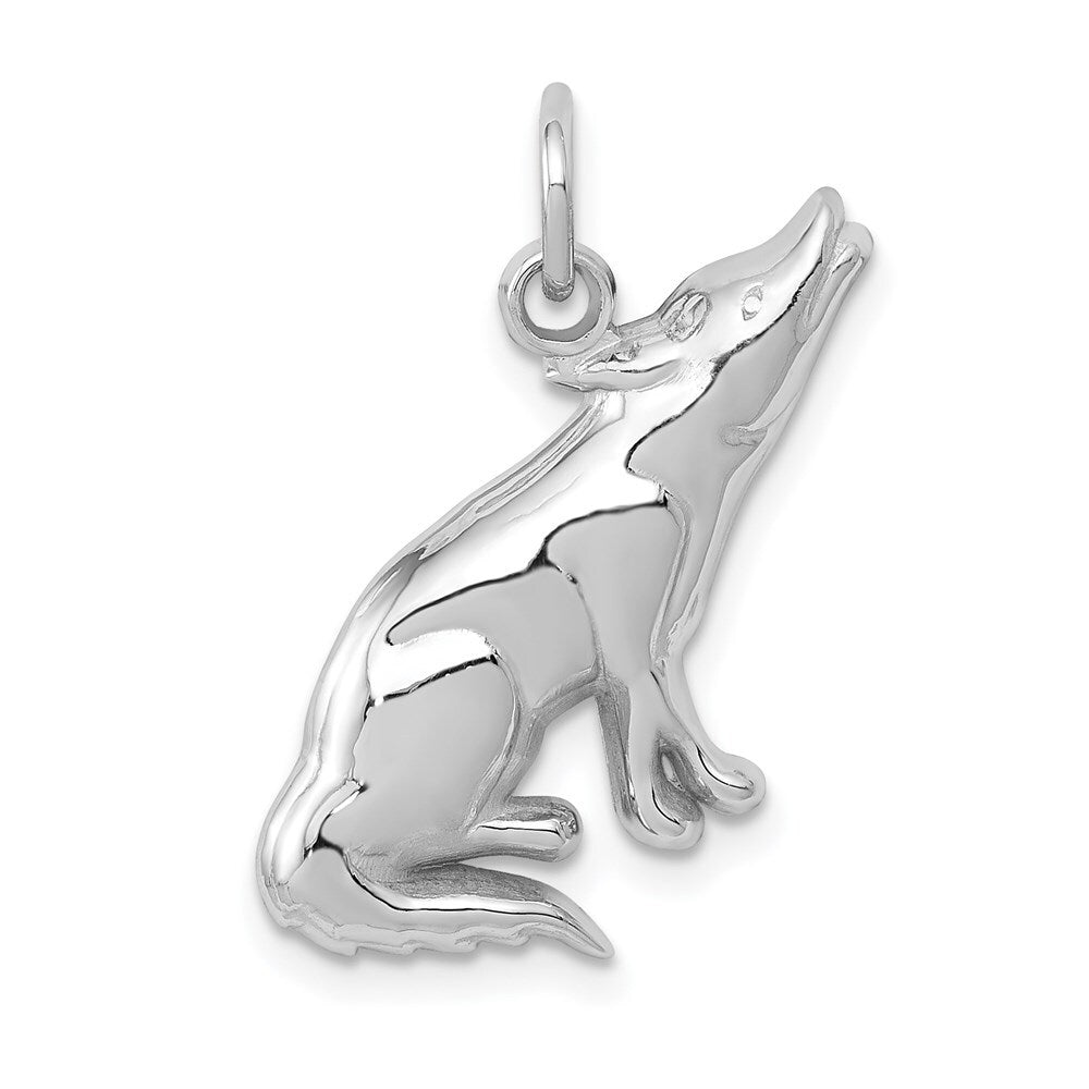 14k White Gold Wolf Charm Pendant for Women