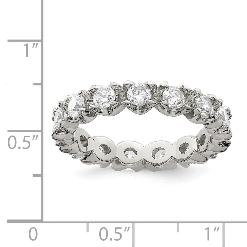 Sterling Silver Rhodium-plated Cubic Zirconia Eternity Ring Size 8