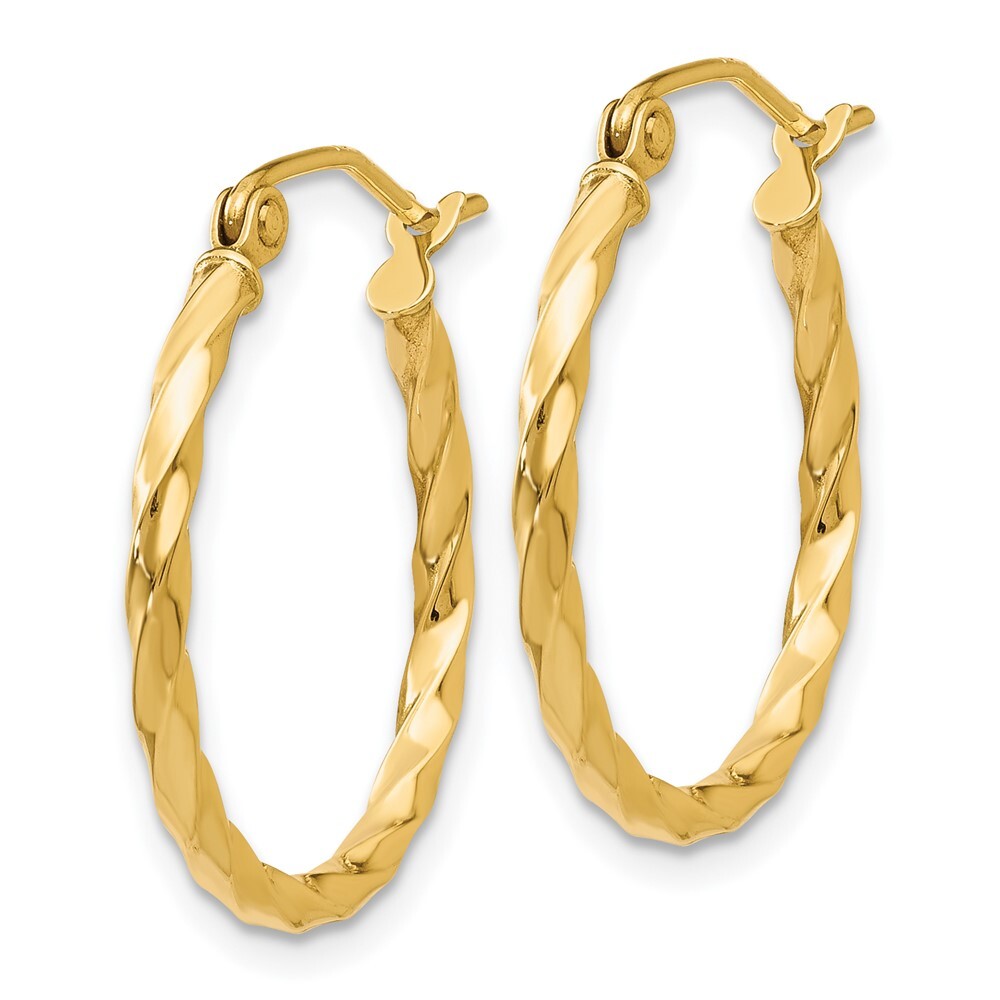 14k Yellow Gold Twist Polished Hoop Earring Gift for Women