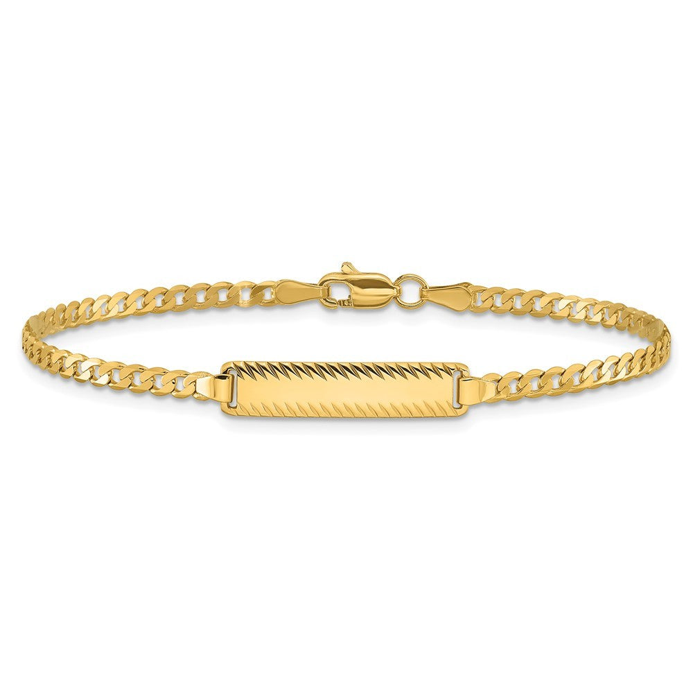 14k Yellow Gold Solid Chain Curb Link Diamond-cut 20x5mm Plate 8" ID Bracelet