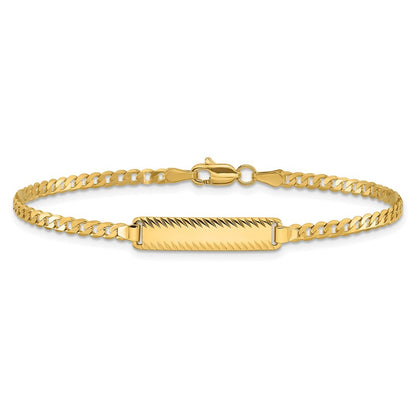 14k Yellow Gold Solid Chain Curb Link Diamond-cut 20x5mm Plate 8" ID Bracelet