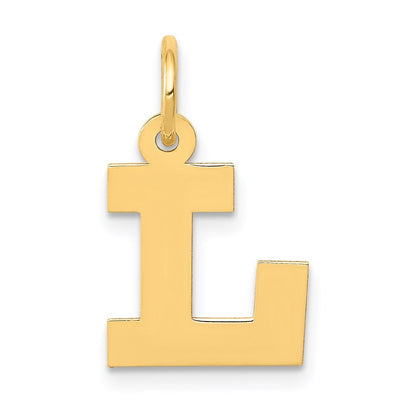 14k Yellow Gold Small Block Letter L Initial Charm Pendant