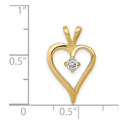 14k Yellow Gold AA 1/10ct. Diamond Heart Pendant for Women