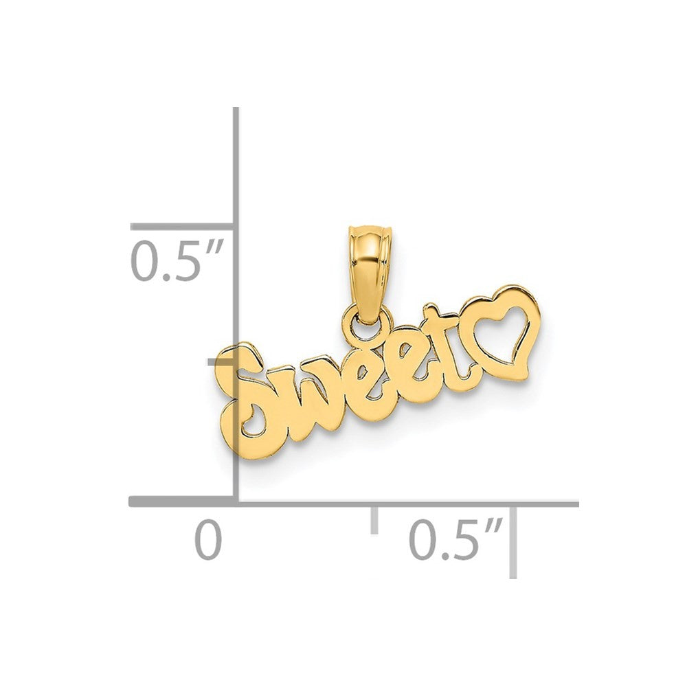 14k Yellow Gold SWEET with Heart Charm