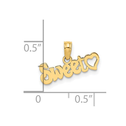 14k Yellow Gold SWEET with Heart Charm