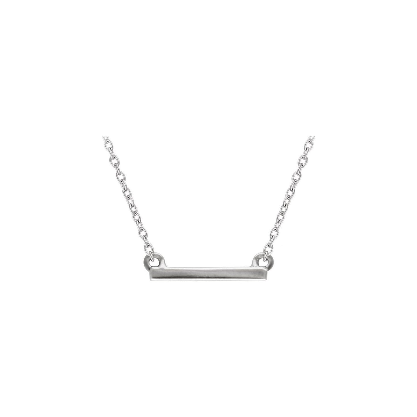 14k White Gold Petite Bar Pendant Necklace 18" Fine Jewelry for Women