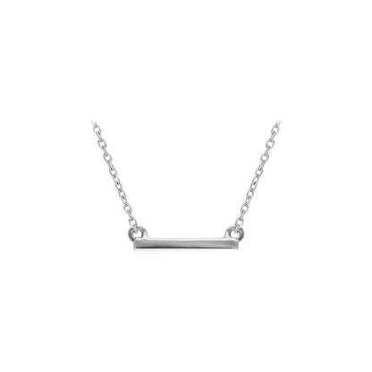 14k White Gold Petite Bar Pendant Necklace 18" Fine Jewelry for Women