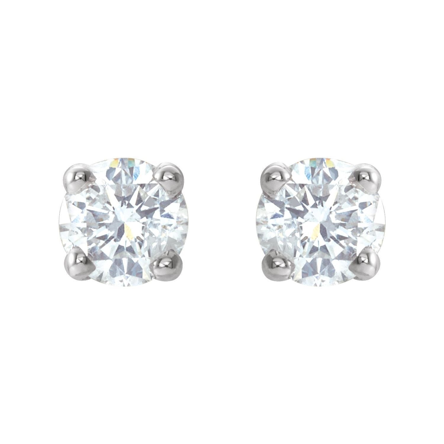 14k White Gold 1/5 CTW Natural Diamond Stud Earrings Fine Jewelry for Women