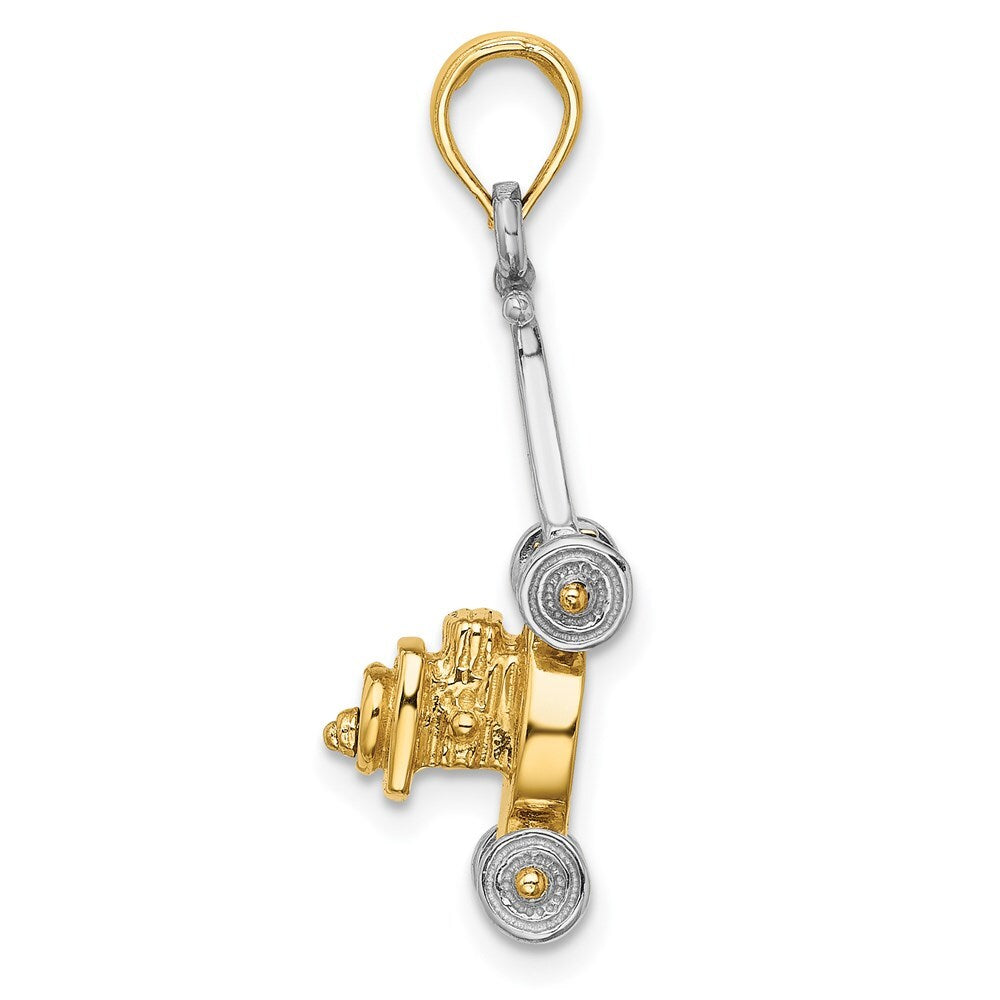 14k Two-tone Gold 3-D Lawn Mower Charm Pendant for Women