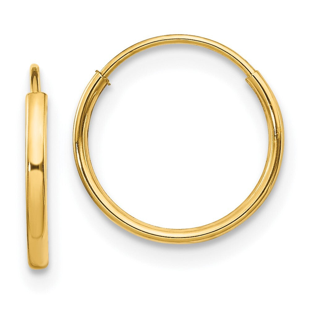 14k Yellow Gold Endless Hoop Earrings Gift for Women