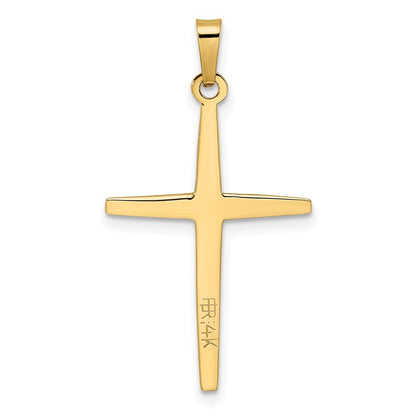 14k Two-tone Gold Polished Solid Double Cross Pendant for Women