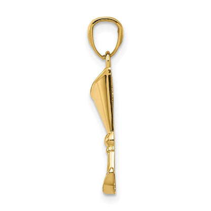 14k Yellow Gold Martini Glass with Green Cubic Zirconia Olive Pendant