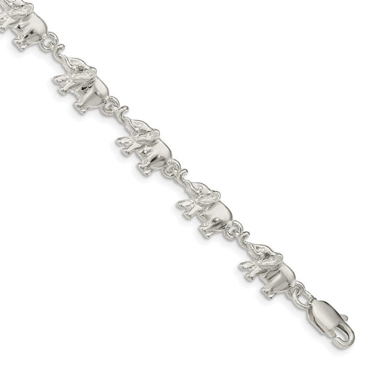 Sterling Silver Elephants Bracelet