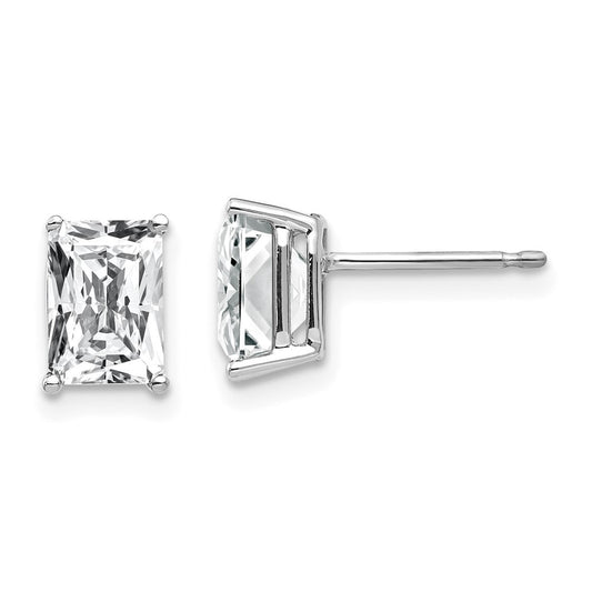 14k White Gold 7x5mm Radiant Cut Cubic Zirconia Earrings