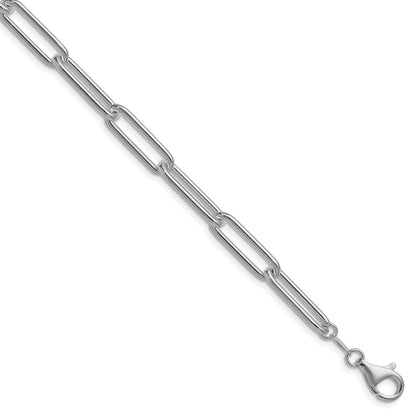 Sterling Silver Rhodium-plated Polished 6.5mm Paperclip Chain Bracelet