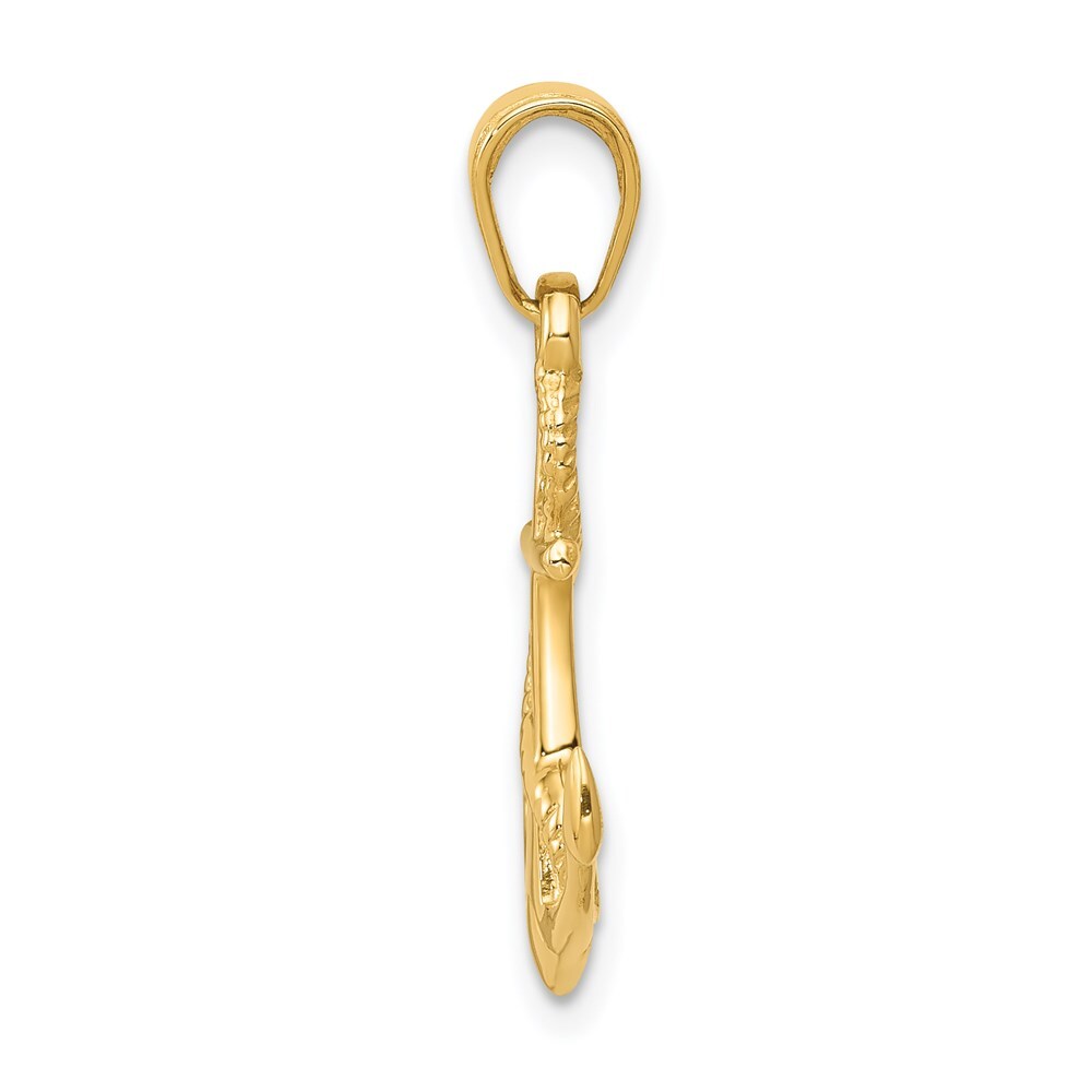 14k Yellow Gold Solid Polished 3-D Anchor Pendant for Women