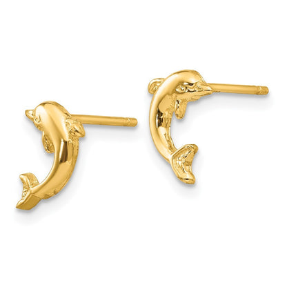 14k Yellow Gold Dolphin Earrings