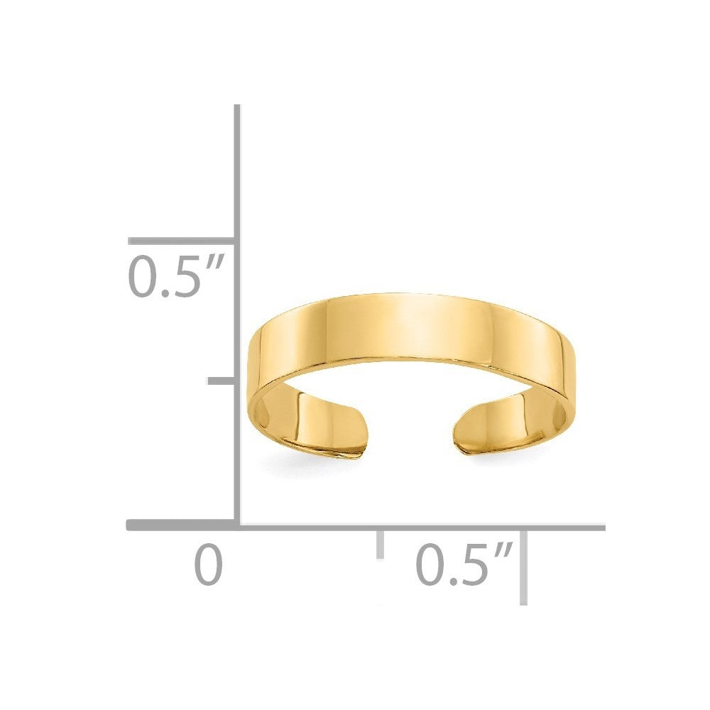 14k Yellow Gold Adjustable Polished Band Ring Toe Ring