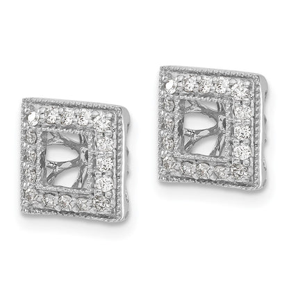 14k White Gold Diamond Square Jacket Earrings