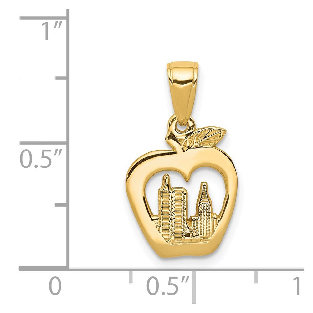 14k Yellow Gold New York Skyline in Apple Pendant