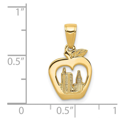 14k Yellow Gold New York Skyline in Apple Pendant