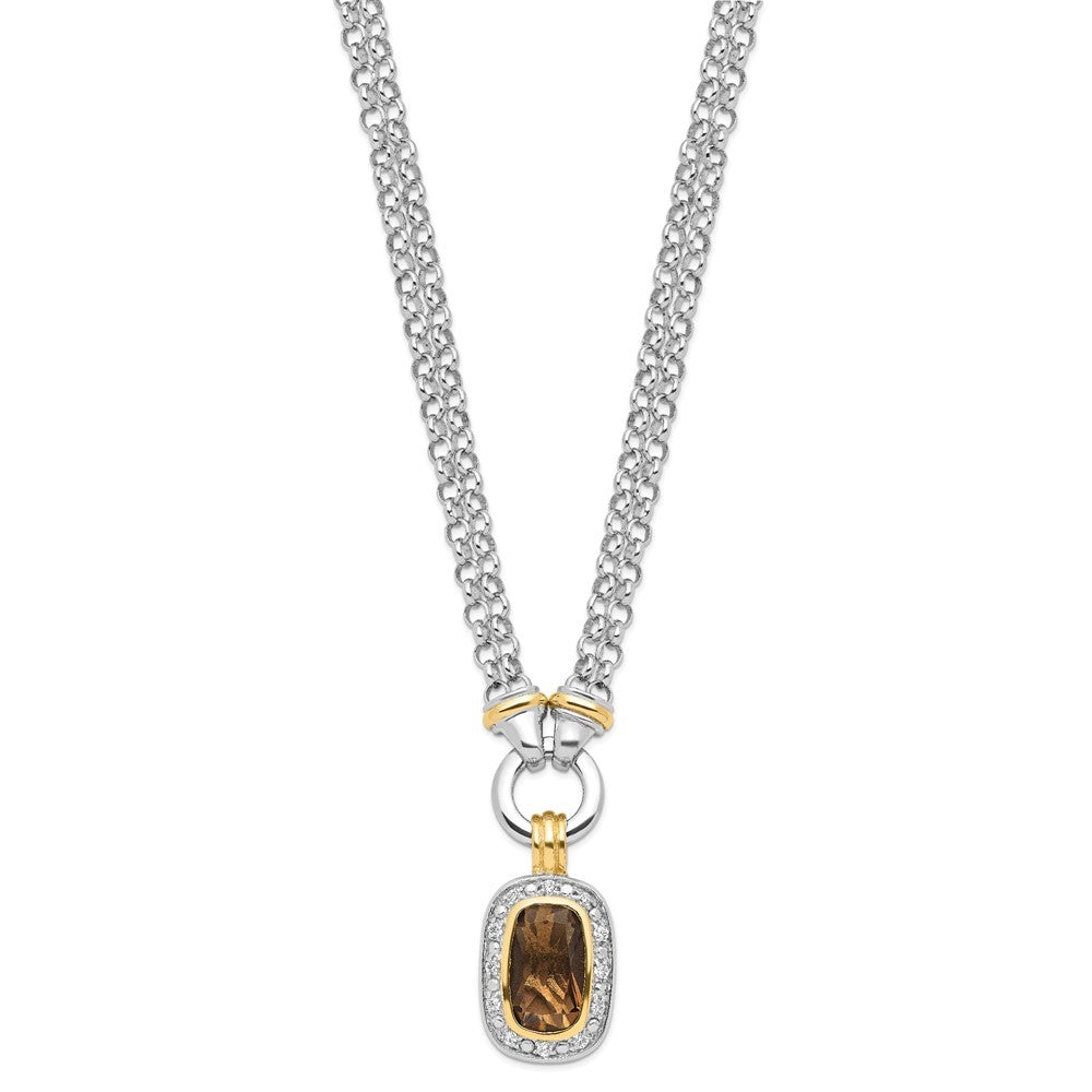 Sterling Silver Flash Gold-plated CZ Necklace