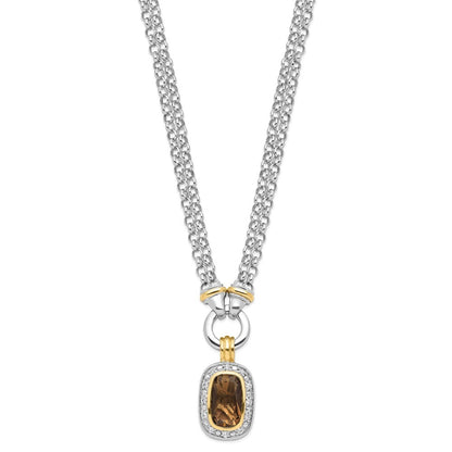 Sterling Silver Flash Gold-plated CZ Necklace
