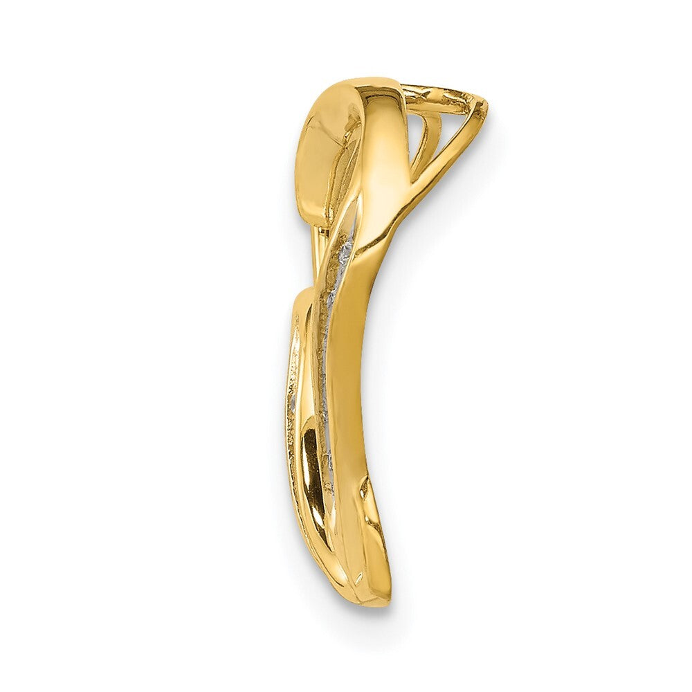 14k Yellow Gold .03ct. Diamond Double Heart Chain Slide Pendant for Women