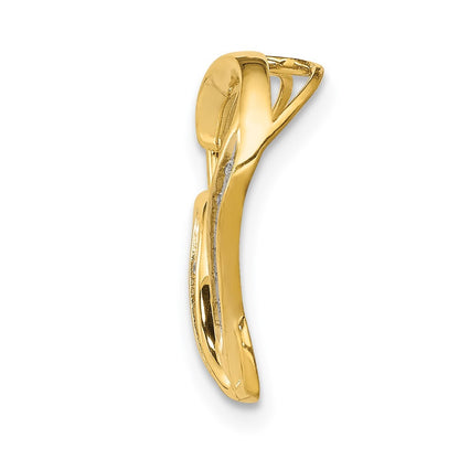 14k Yellow Gold .03ct. Diamond Double Heart Chain Slide Pendant for Women