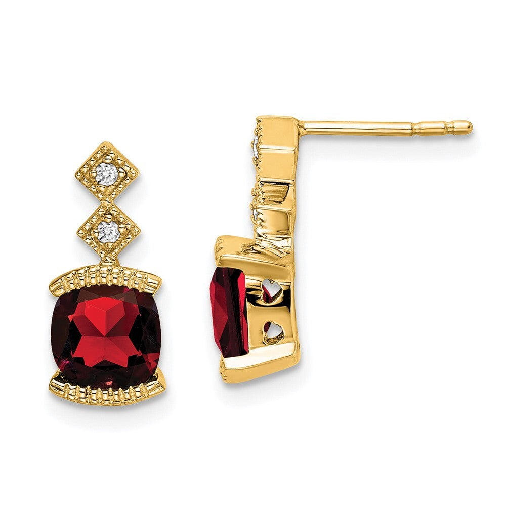 14k Yellow Gold Garnet and Diamond Drop & Dangle Earrings