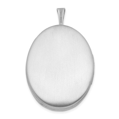 Sterling Silver Satin Enamel & Diamond-cut Floral & Heart Oval Locket