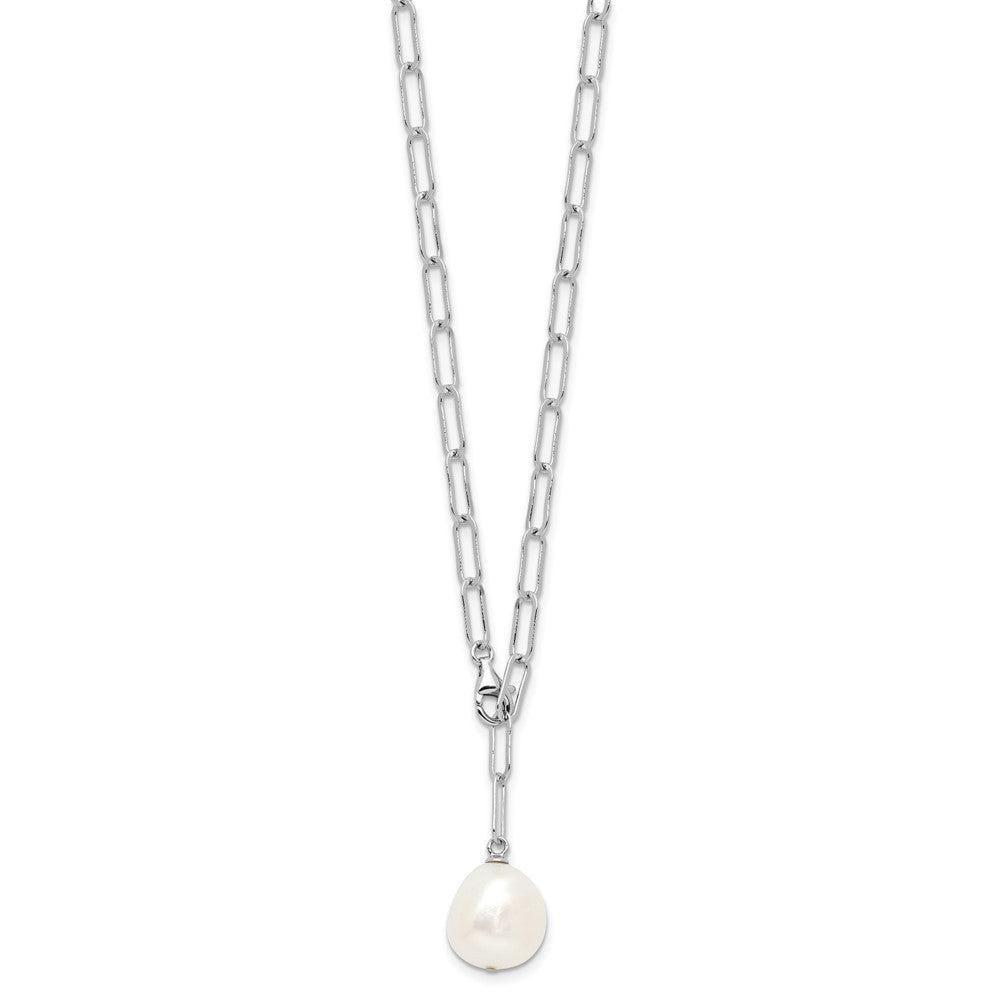 Sterling Silver 12-13mm Teardrop Cultured Pearl Adjustable Necklace 24"
