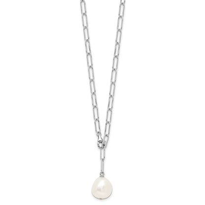 Sterling Silver 12-13mm Teardrop Cultured Pearl Adjustable Necklace 24"
