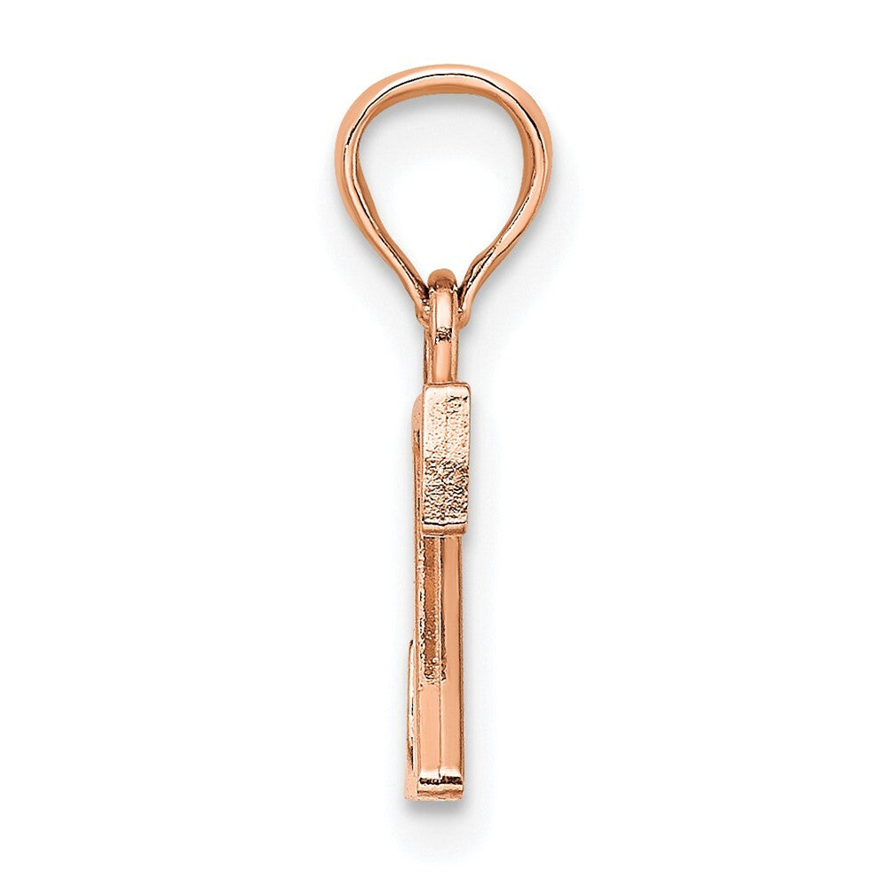 14k Rose Gold Polished Block Letter Z Initial Pendant for Women