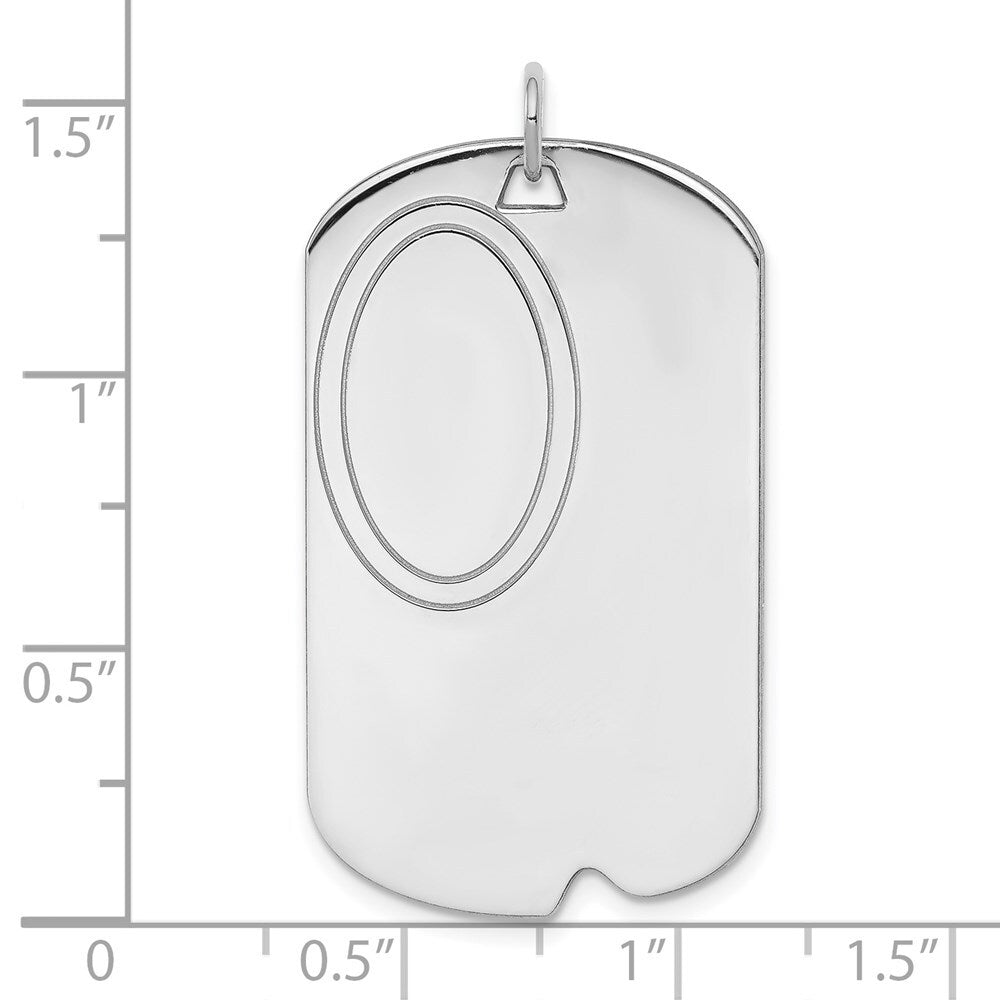 Sterling Silver Engraveable Dog Tag Polished Front/Satin Back Disc Charm