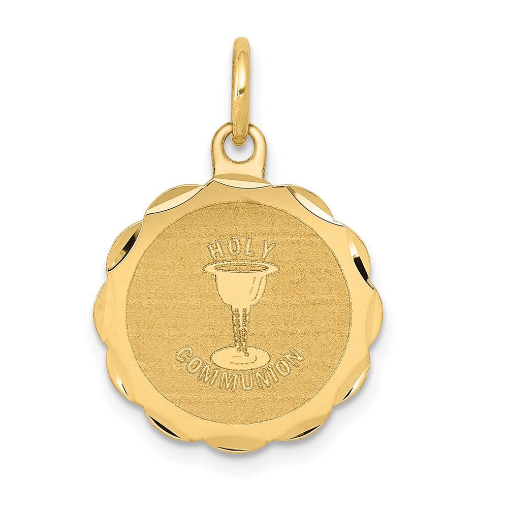 14k Yellow Gold Holy Communion Disc Charm Pendant for Women