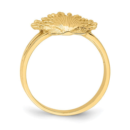14K Yellow Gold Lion's Paw Shell Ring Size 5